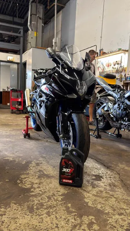 Suzuki GSX-R sportbike with Motul oil ready for service in Carol Stream, IL